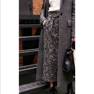 NWOT Zara tweed fringed straight pencil midi skirt